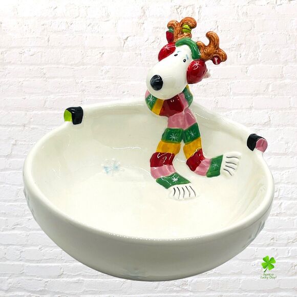 Snowflake And Jake Fitz And Floyd Candy Bowl Serving Christmas Dog Reindeer - Picture 16 of 16